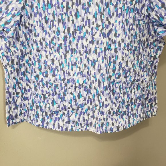 Scrubstar Blue Purple Printed Scrub Top 2X - Picture 6 of 10